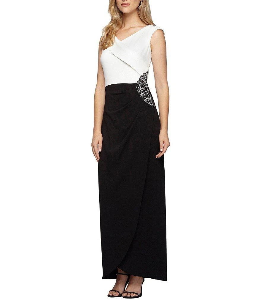 Alex Evenings - Side Embellished Crepe Long Dress 160088 Formal Gowns 3 Alex Evenings - Side Embellished Crepe Long Dress 160088 Formal Gowns