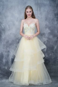 Formal Gowns Nina Canacci - 5121 Sweetheart Lace Beaded Ruffle Tier Gown
