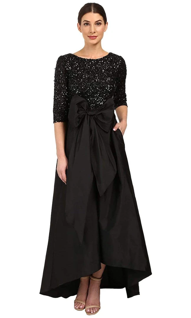 Adrianna Papell - 091919630 Sequined High Low Bow Gown Formal Gowns 3 Adrianna Papell - 091919630 Sequined High Low Bow Gown Formal Gowns