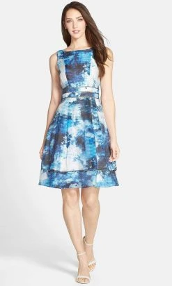 Cocktail Dresses Adrianna Papell - 12242570 Cloud Print Bateau Cocktail Dress