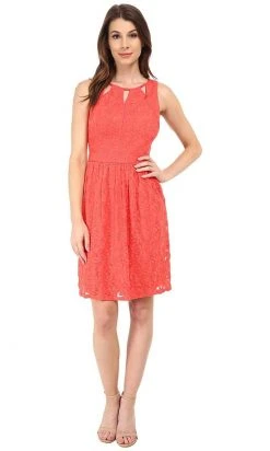 Adrianna Papell - 12245720 Sleeveless Split Lace Dress Homecoming Dresses