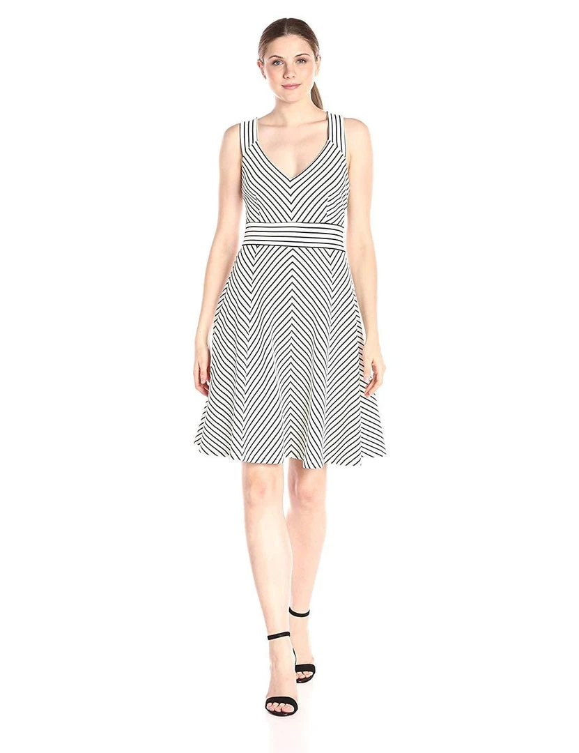 Adrianna Papell - 12255150 Sleeveless Striped Ottoman Knit Sundress Cocktail Dresses 3 Adrianna Papell - 12255150 Sleeveless Striped Ottoman Knit Sundress Cocktail Dresses
