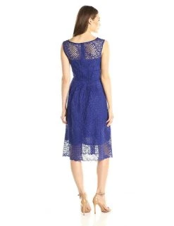 Adrianna Papell - 15250960 Bateau Neck Flare Lace Dress