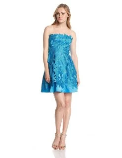 Cocktail Dresses Adrianna Papell - 41893250 Crochet Overlaid Strapless Cocktail Dress