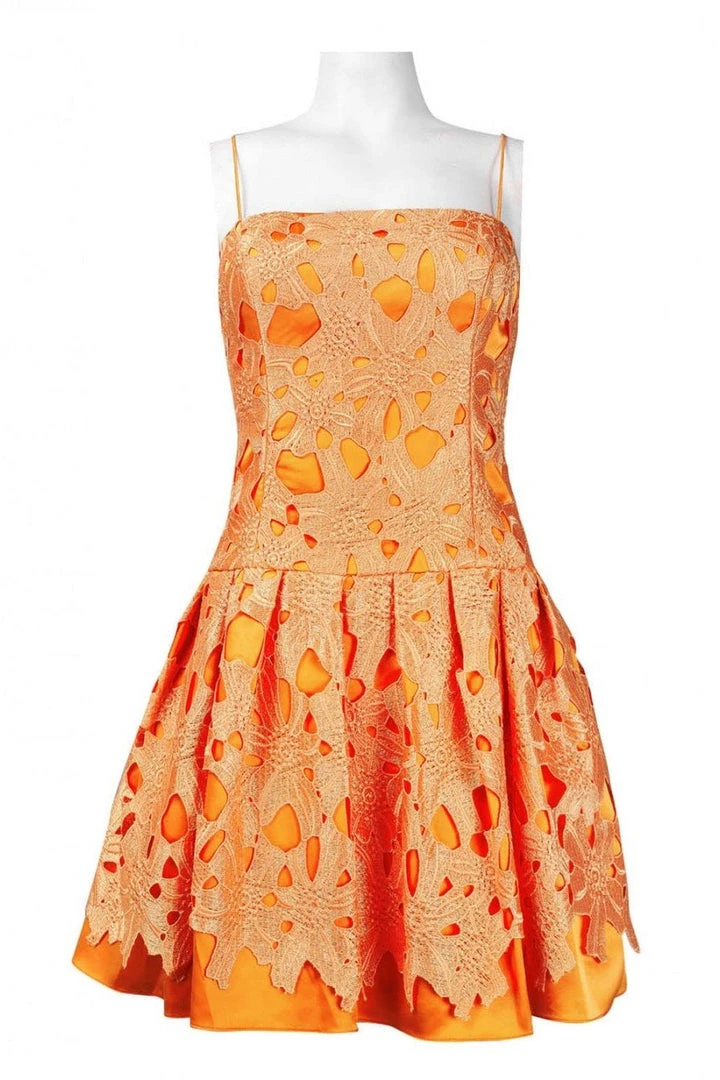 Adrianna Papell - 41893270 Crochet Overlay Short A-Line Dress 4 Adrianna Papell - 41893270 Crochet Overlay Short A-Line Dress