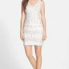 Cocktail Dresses Adrianna Papell - 41899240 Geometric Beaded V-Neck Sheath Dress