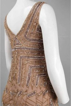 Cocktail Dresses Adrianna Papell - 41899240 Geometric Beaded V-Neck Sheath Dress