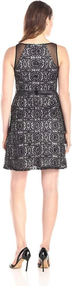 Adrianna Papell - 41908460 Sheer Accented Floral Crochet Lace Dress Cocktail Dresses