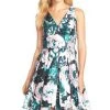 Adrianna Papell - 41911890 Floral Mikado Fit And Flare Cocktail Dress