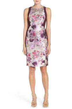 Cocktail Dresses Adrianna Papell - 41929390 Floral Paneled Sheath Dress