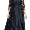 Adrianna Papell - 81916970 Quarter Sleeve Ribbon Ornate High Low Gown Formal Gowns