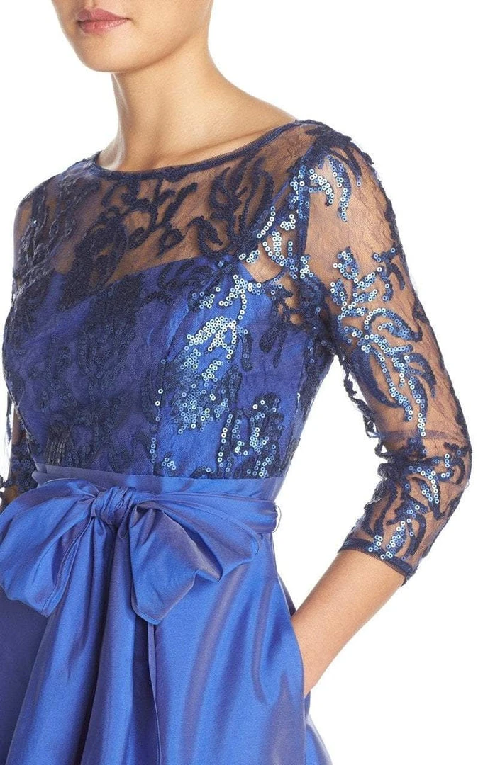 Adrianna Papell - 81916970 Quarter Sleeve Ribbon Ornate High Low Gown Formal Gowns 12 Adrianna Papell - 81916970 Quarter Sleeve Ribbon Ornate High Low Gown Formal Gowns