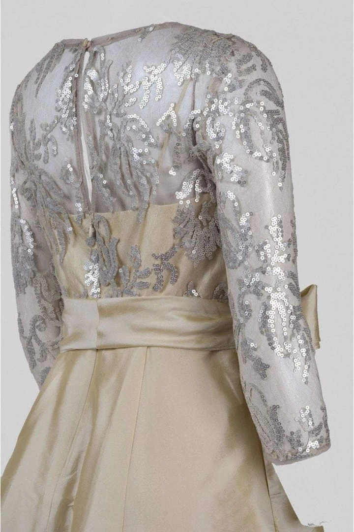 Adrianna Papell - 81916970 Quarter Sleeve Ribbon Ornate High Low Gown Formal Gowns 8 Adrianna Papell - 81916970 Quarter Sleeve Ribbon Ornate High Low Gown Formal Gowns