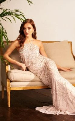Formal Gowns Adrianna Papell - 91907930 Bedazzled Halter Blouson Sheath Dress 12 Formal Gowns Adrianna Papell - 91907930 Bedazzled Halter Blouson Sheath Dress