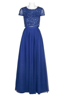 Adrianna Papell - 91922190 Two-Piece Sequined Short Sleeve Long Dress