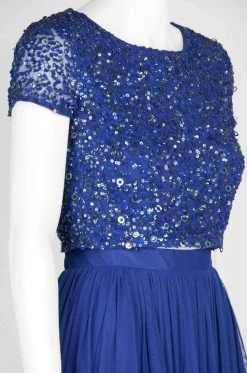 Adrianna Papell - 91922190 Two-Piece Sequined Short Sleeve Long Dress