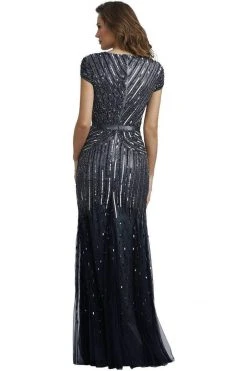 Formal Gowns Adrianna Papell - 92868950 Cap Sleeve Sequined Mesh A-Line Gown