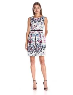 Adrianna Papell - AP1D100197 Sleeveless Floral Bateau Pleated Dress Cocktail Dresses