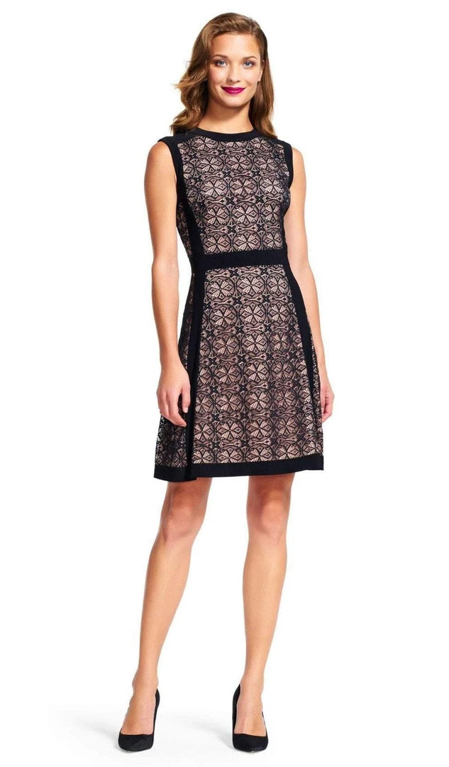 Adrianna Papell - AP1D100368 Sleeveless Lace Jewel Neck A-line Dress 3 Adrianna Papell - AP1D100368 Sleeveless Lace Jewel Neck A-line Dress