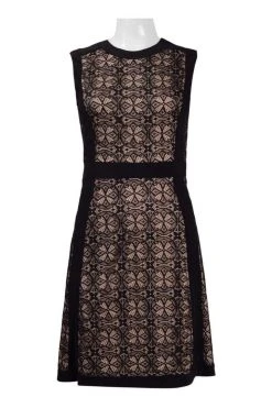 Adrianna Papell - AP1D100368 Sleeveless Lace Jewel Neck A-line Dress 8 Adrianna Papell - AP1D100368 Sleeveless Lace Jewel Neck A-line Dress