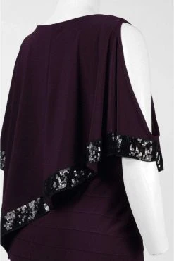 Adrianna Papell - AP1D100418 Sequin Trim Capelet Banded Sheath Dress Homecoming Dresses