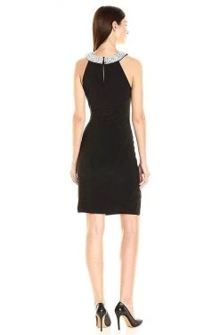 Adrianna Papell - AP1D100522 Sleeveless Halter Neck Short Dress - 1 Pc Black In Size 12 Available