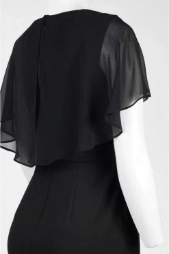 Adrianna Papell - AP1D100542 Sheer Ruffle Cape Little Black Dress Cocktail Dresses 15 Adrianna Papell - AP1D100542 Sheer Ruffle Cape Little Black Dress Cocktail Dresses