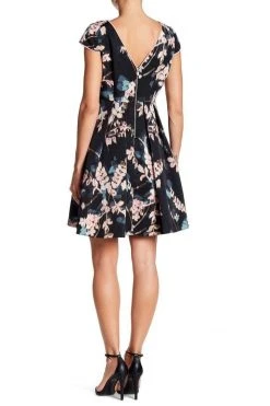 Cocktail Dresses Adrianna Papell - AP1D100550 Faille Floral A-Line Dress