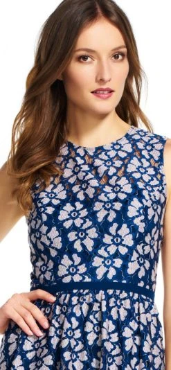 Cocktail Dresses Adrianna Papell - AP1D100671 Jewel Neck Floral Dress