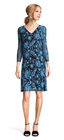 Adrianna Papell - AP1D100673 Embroidered Quarter Sleeve Sheath Dress Cocktail Dresses