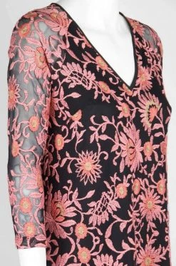 Adrianna Papell - AP1D100673 Embroidered Quarter Sleeve Sheath Dress Cocktail Dresses