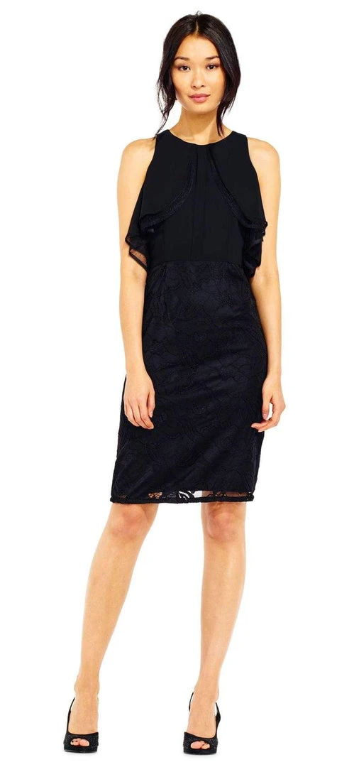 Adrianna Papell - AP1D100739 Flutter Paneled Cape Chiffon Dress Cocktail Dresses 3 Adrianna Papell - AP1D100739 Flutter Paneled Cape Chiffon Dress Cocktail Dresses