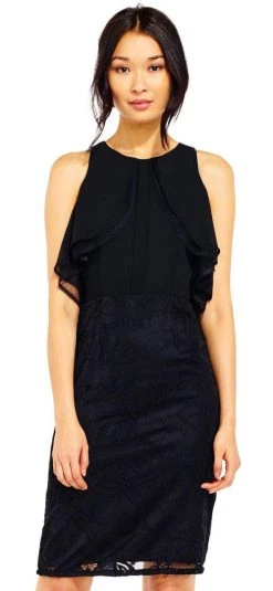 Adrianna Papell - AP1D100739 Flutter Paneled Cape Chiffon Dress Cocktail Dresses 10 Adrianna Papell - AP1D100739 Flutter Paneled Cape Chiffon Dress Cocktail Dresses