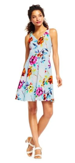 Adrianna Papell - AP1D100808 Floral Print Empire A-Line Dress
