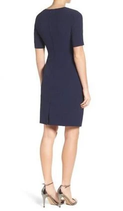 Adrianna Papell - AP1D100811 Short Sleeve V-neck Sheath Dress