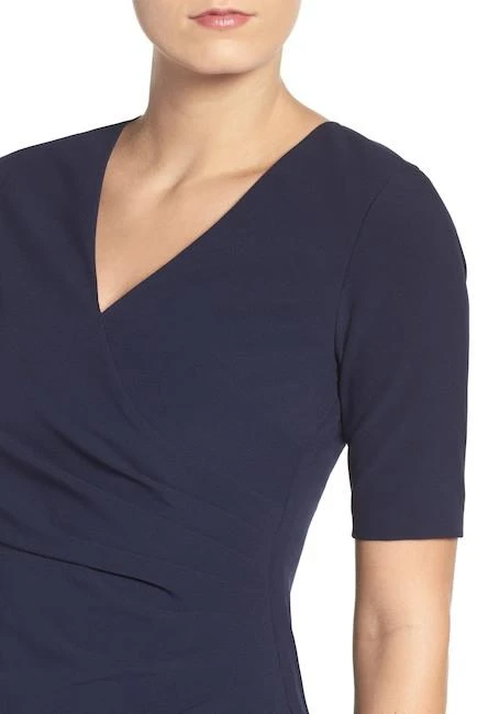 Adrianna Papell - AP1D100811 Short Sleeve V-neck Sheath Dress 7 Adrianna Papell - AP1D100811 Short Sleeve V-neck Sheath Dress