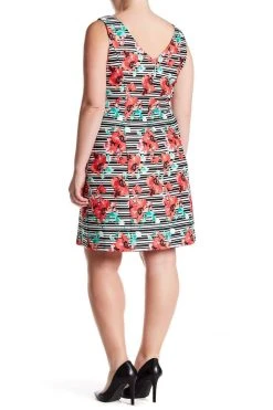 Cocktail Dresses Adrianna Papell - AP1D100873 Floral Striped Sheath Cocktail Dress