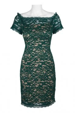Adrianna Papell - AP1D101379 Off Shoulder Scalloped Lace Dress Cocktail Dresses