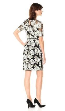 Adrianna Papell - AP1D101410 Floral Embroidered Illusion Bateau Dress Cocktail Dresses
