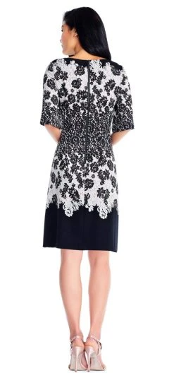 Adrianna Papell - AP1D101503 Lace Print Bateau Cocktail Dress Cocktail Dresses 10 Adrianna Papell - AP1D101503 Lace Print Bateau Cocktail Dress Cocktail Dresses