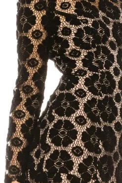 Adrianna Papell - AP1D101556 Lace Scoop Long Sleeves Dress Cocktail Dresses