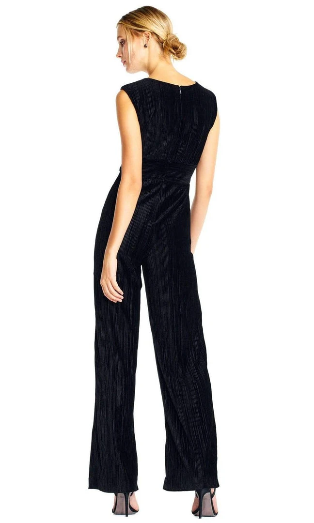 Adrianna Papell - AP1D101576 Sleeveless V-Neck Pleated Velvet Jumpsuit Plus Size Dresses 4 Adrianna Papell - AP1D101576 Sleeveless V-Neck Pleated Velvet Jumpsuit Plus Size Dresses