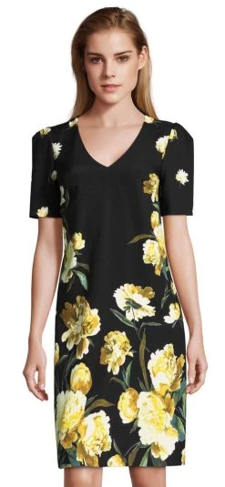 Adrianna Papell - AP1D102017 Floral V-Neck Cocktail Dress Cocktail Dresses