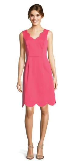 Cocktail Dresses Adrianna Papell - AP1D102083 Scalloped V-Neck Cocktail Dress