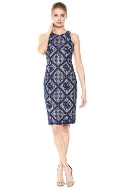 Cocktail Dresses Adrianna Papell - AP1D102099 Floral Jewel Fitted Cocktail Dress