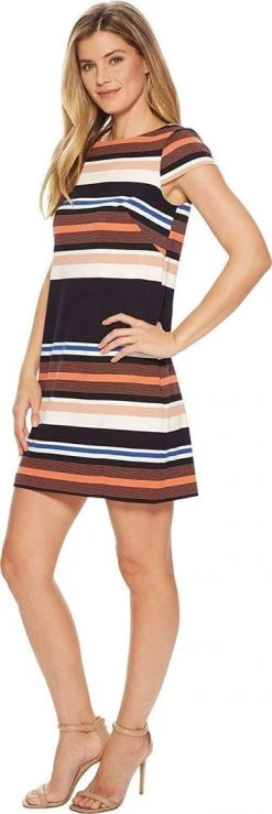 Cocktail Dresses Adrianna Papell - AP1D102296 Striped Bateau A-Line Dress