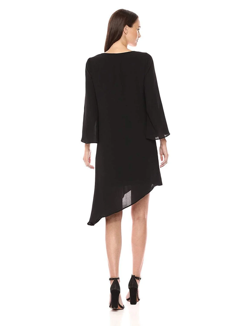 Adrianna Papell - AP1D102336 V-Neck Quarter Sleeves Asymmetrical Dress 4 Adrianna Papell - AP1D102336 V-Neck Quarter Sleeves Asymmetrical Dress