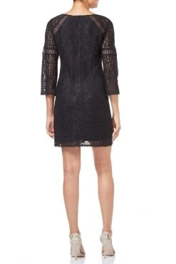 Adrianna Papell - AP1D102465 Quarter Length Sleeve Lace Shift Dress