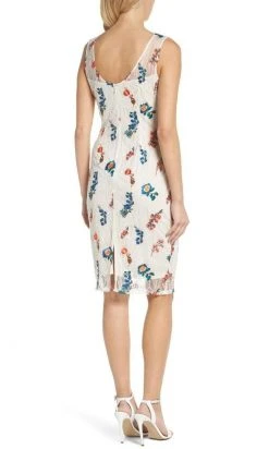 Cocktail Dresses Adrianna Papell - AP1D102745 Floral Chantilly Lace Sheath Dress