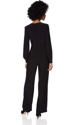 Adrianna Papell - AP1D102822 Bishop Sleeve Surplice Bodice Jumpsuit Plus Size Dresses